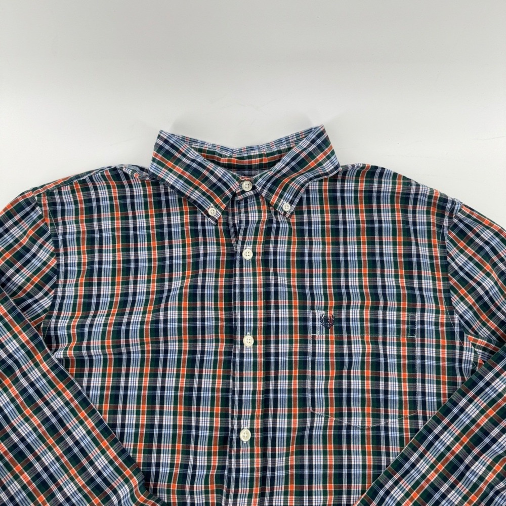 Chaps Button Down Shirt Men Large Plaid Easy Care Cotton Blend Regular Fit Multi